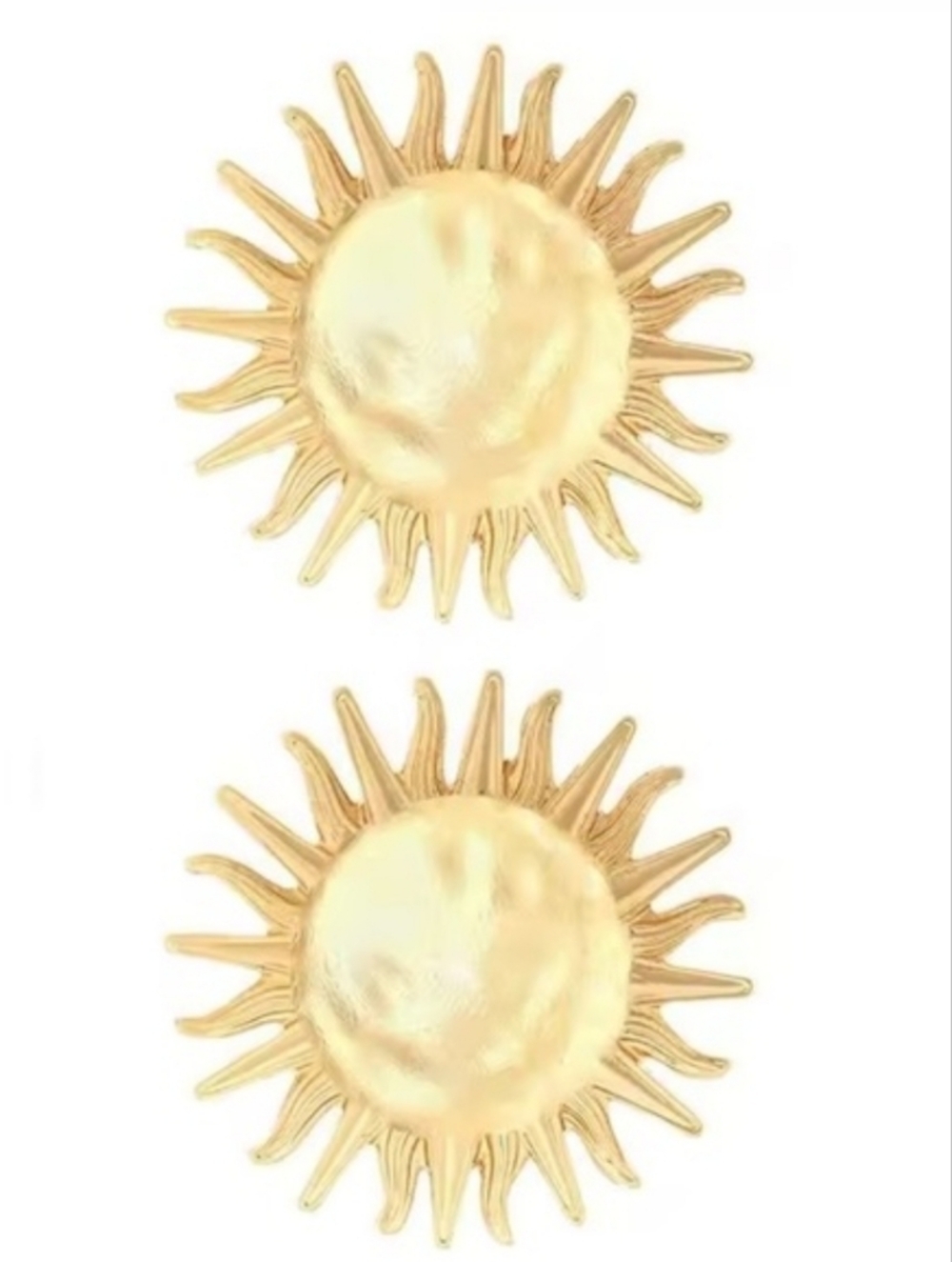New! Gold Sun Sunburst Hammered Earrings • 1025 NWOT - Picture 5 of 8